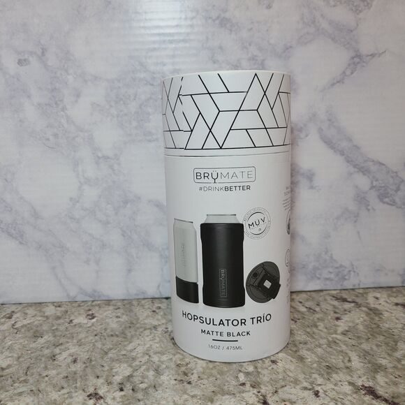 Brumate Hopsulator Trio 3 in 1 MATTE BLACK Can insulator 16oz or 12oz New - Picture 1 of 3